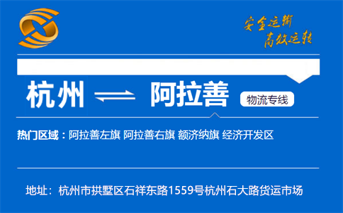 优质杭州到阿拉善物流专线
